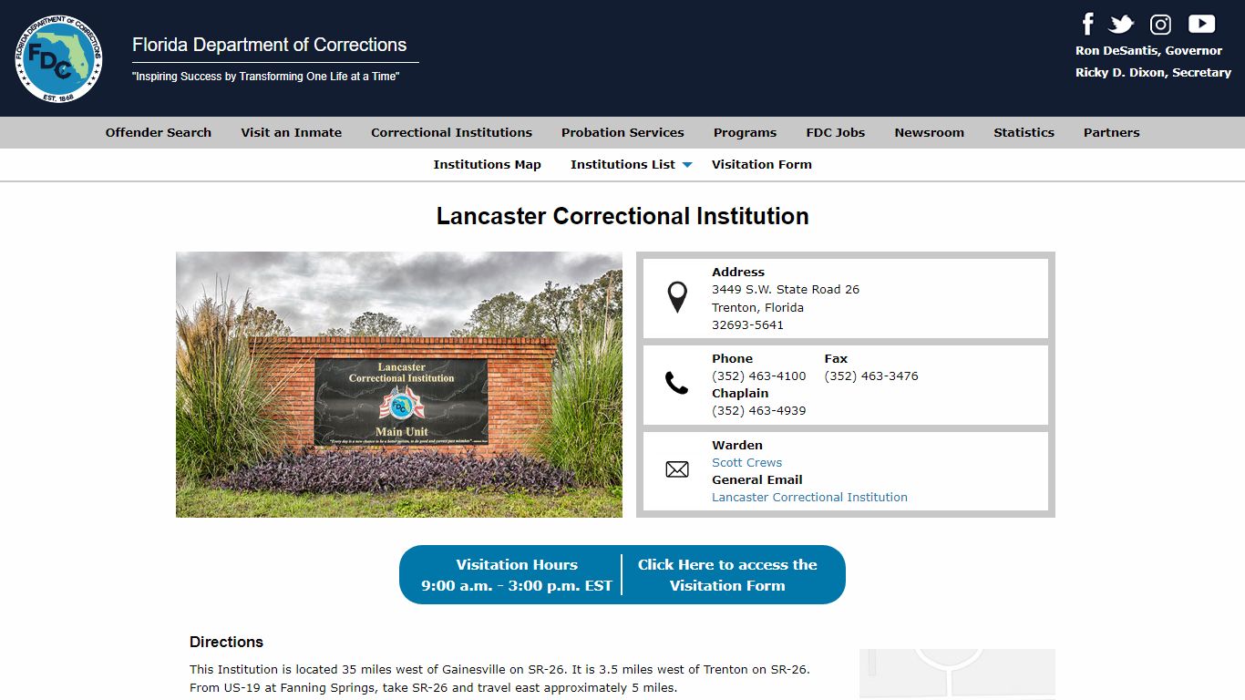 Lancaster Correctional Institution - Florida Department of ...